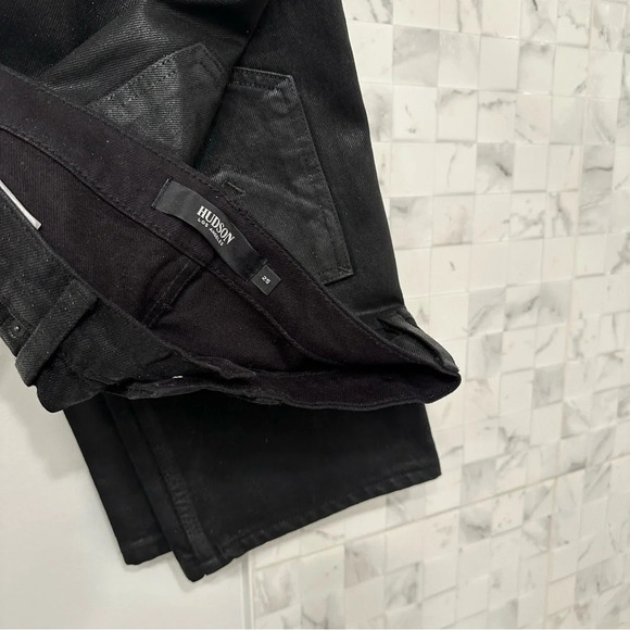 Hudson Noa Mid-Rise Crop Black Coated Jeans Size 25 - Picture 8 of 10